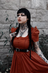 long ruffle halloween orange dress