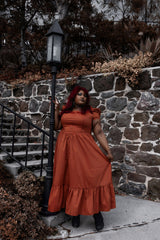 plus size long ruffle halloween orange dress
