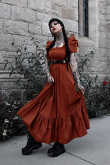 womens elegant long ruffle halloween orange dress