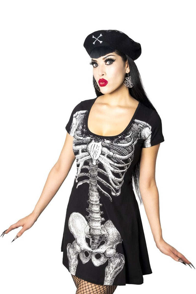 KREEPSVILLE 666 WHITE SKELETON TUNIC DRESS PUNK GOTH SKULL