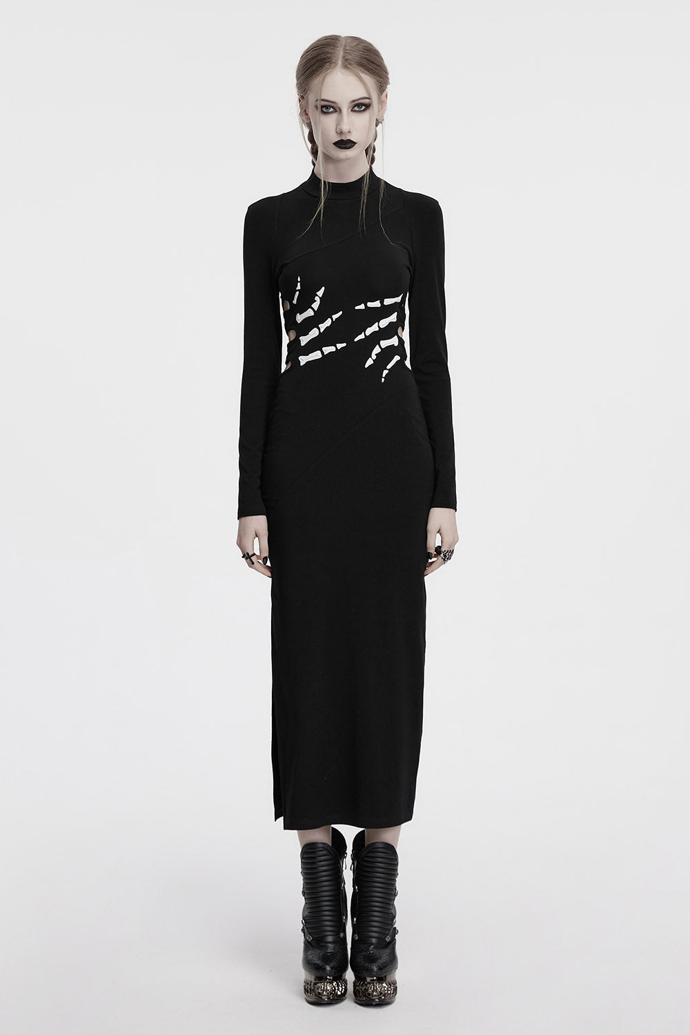 womens high collar turtleneck punk dress
