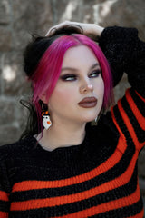 creepy cute halloween witch hat polymer clay ghost earrings