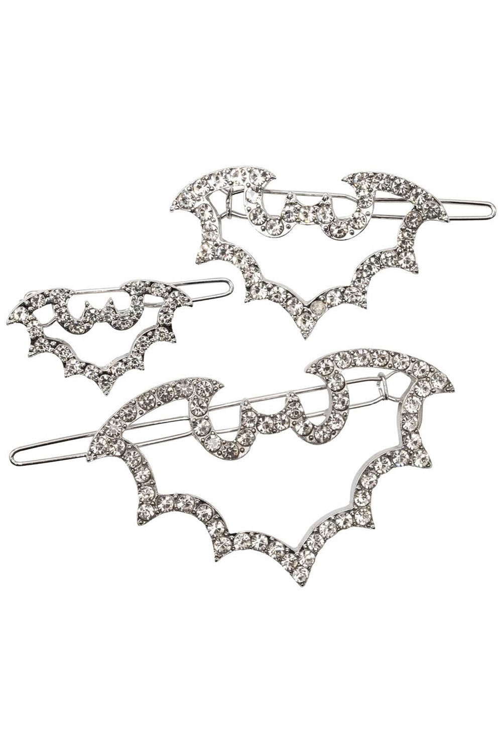 Bat Outline Bling Hair Clips Pair