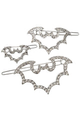 Bat Outline Bling Hair Clips Pair