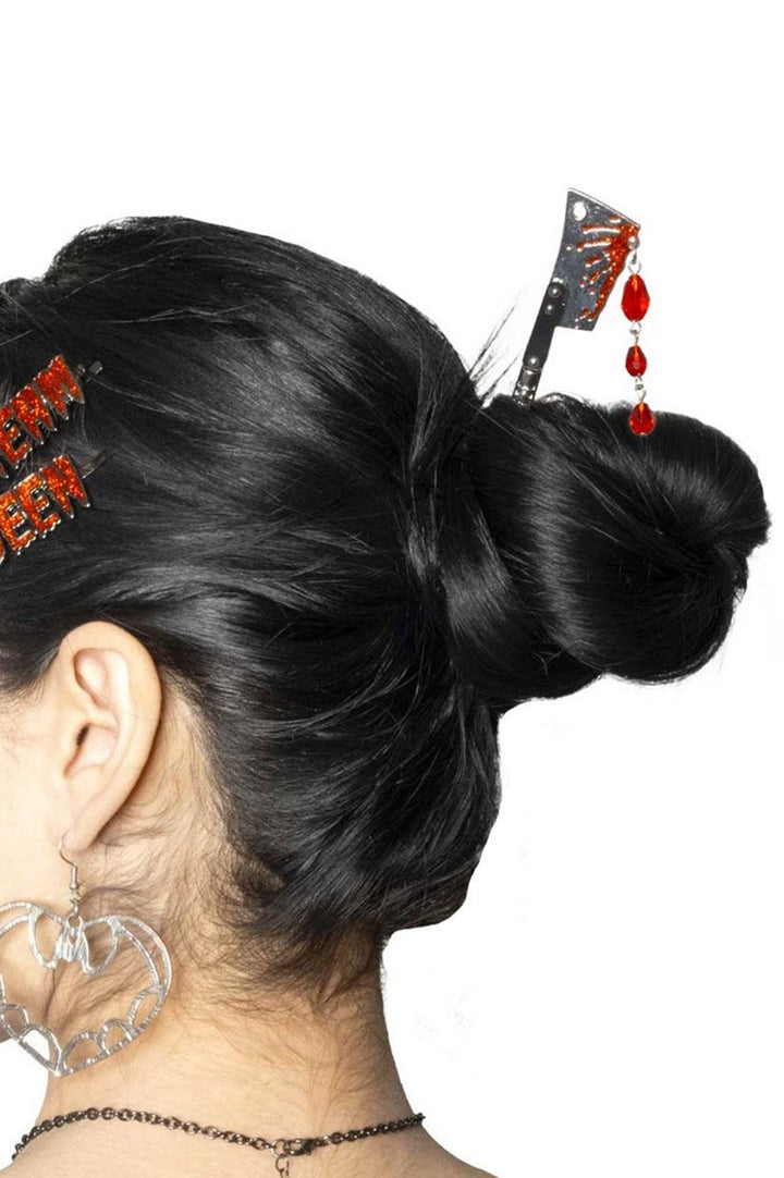 cleaver halloween hair stick accessory