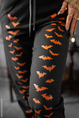 pumpkin orange halloween bat jogger sweatpants