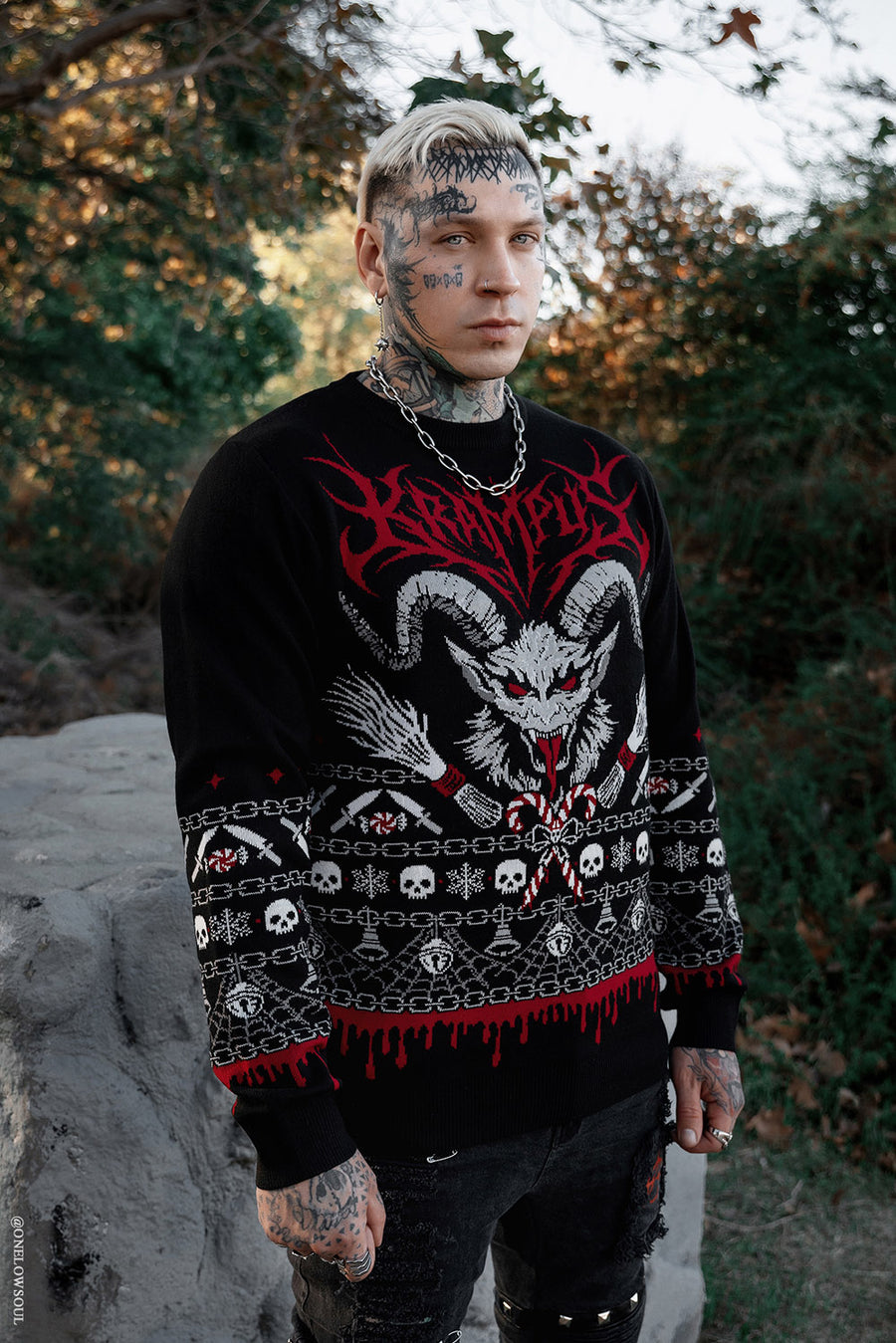 krampus goth xmas sweater