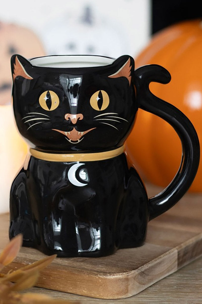 black cat shaped mug