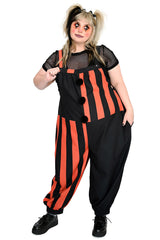 clowncore gothic halloween overalls