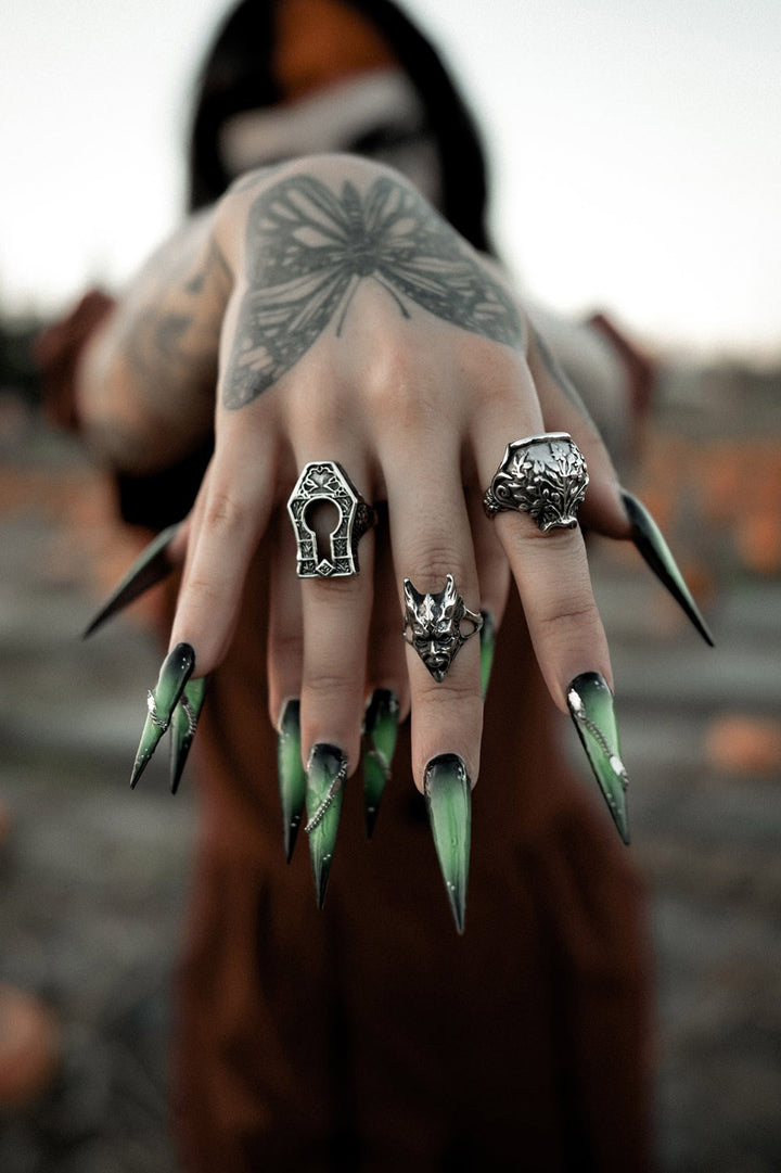 stainless steel gothic rings
