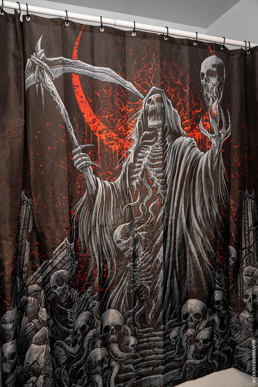 horror heavy metal shower curtain