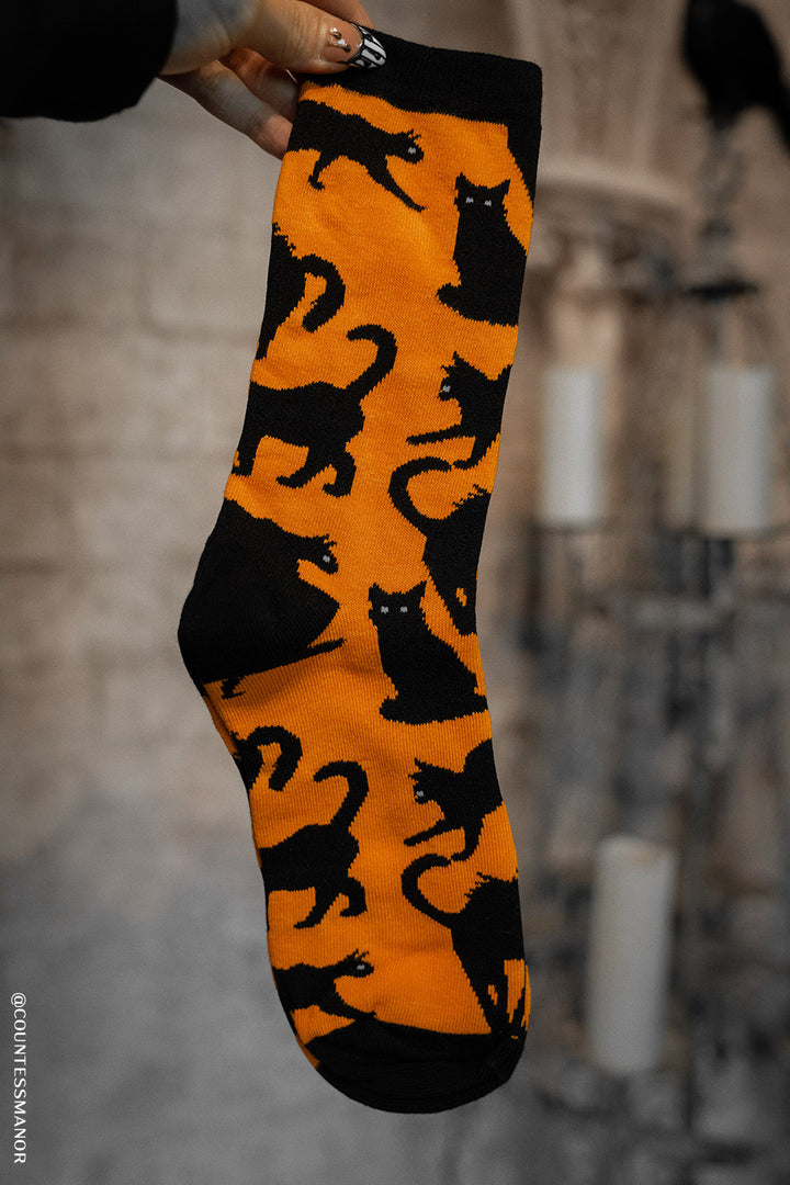 orange and black halloween socks