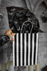 striped gift bag with gothic paper tissue paper
