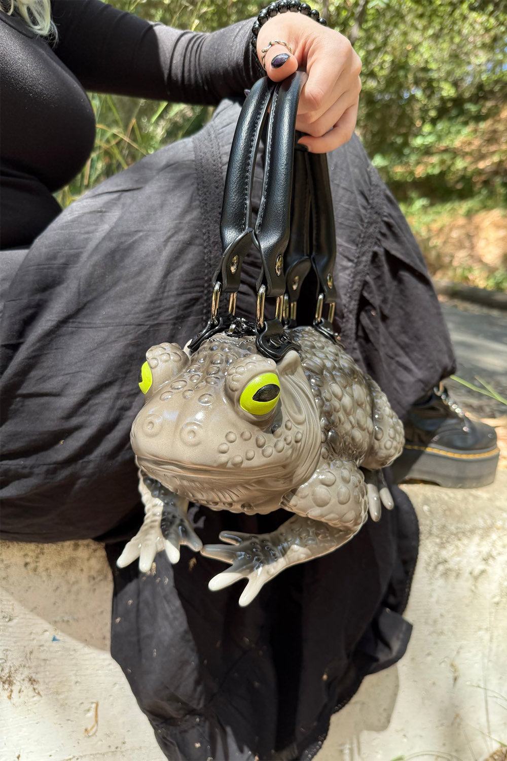 grey windy willow toad purse with glow in the dark eyes