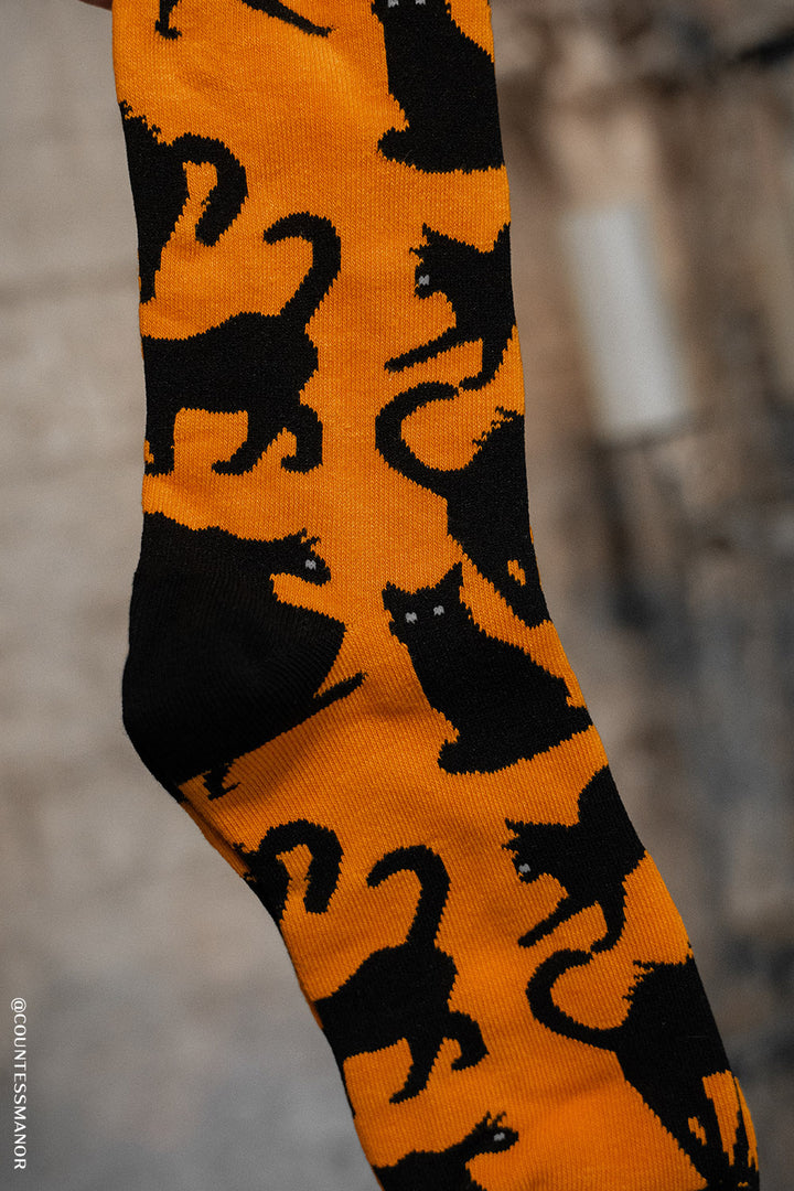 womens halloween cat pattern sock