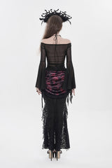 sheer womens gothic mesh long sleeve flared top by devil fashion