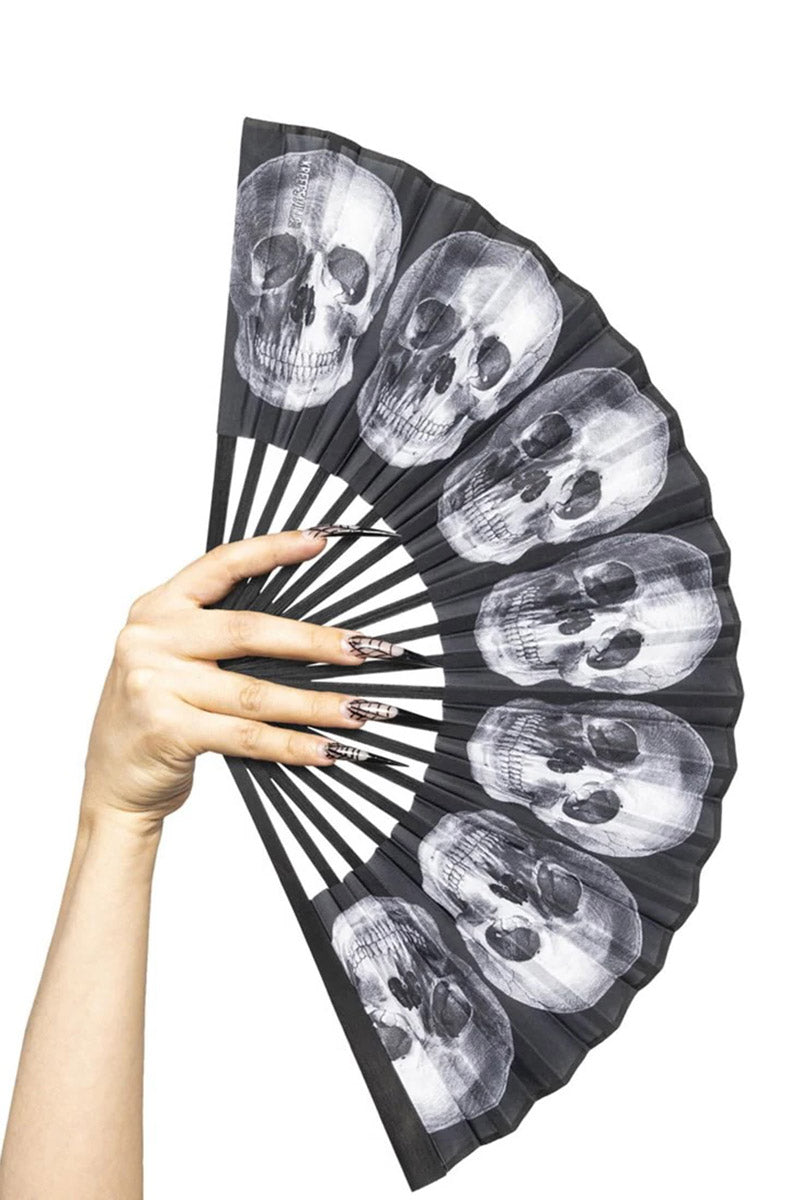 gothic skull printed hand fan