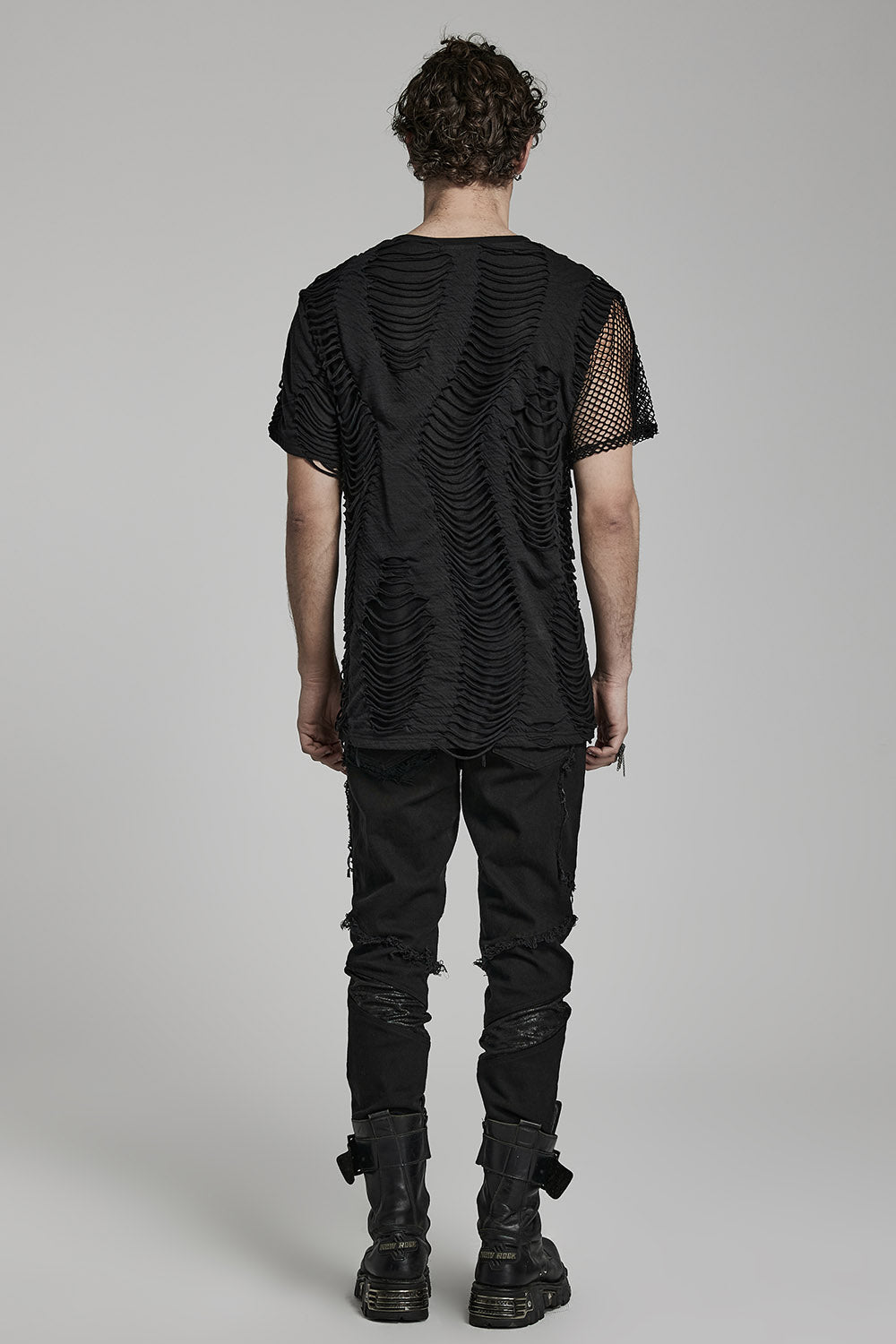 gothic mens shredded punk t-shirt