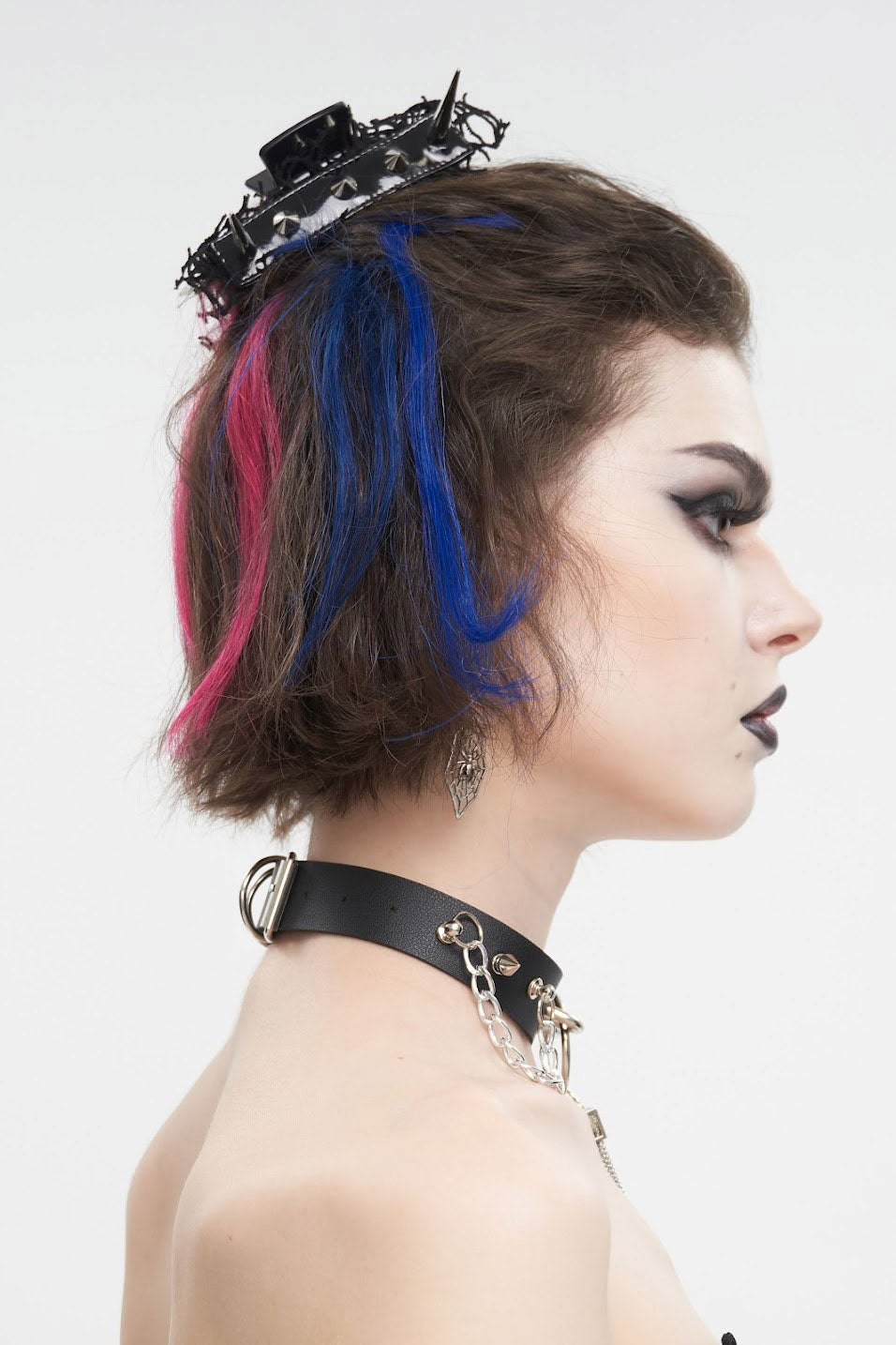 black punk spiked hair clips
