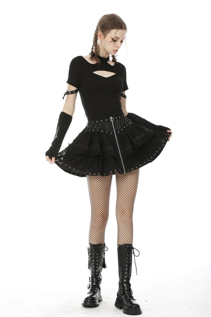 Harajuku Heart Ruffle Mini Skirt - skirts - VampireFreaks - Dark In Love