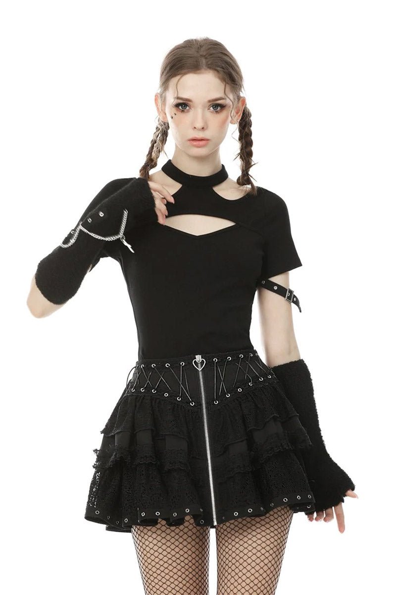 Harajuku Heart Ruffle Mini Skirt - skirts - VampireFreaks - Dark In Love