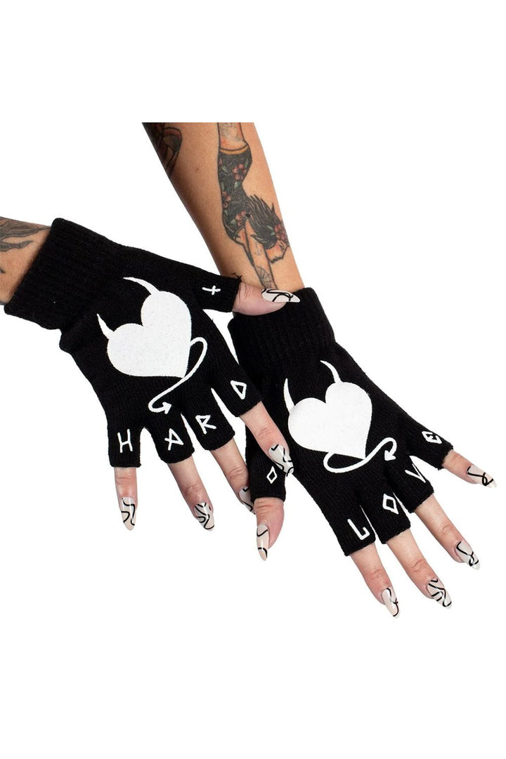 Hard Love Fingerless Knit Gloves - gloves & armwarmers - VampireFreaks - Too Fast