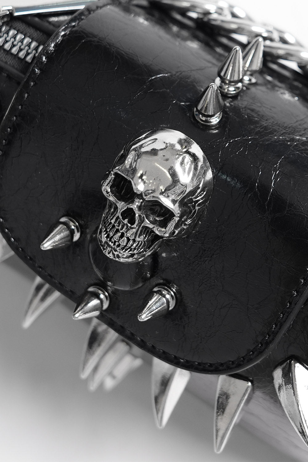 skull charm black mini chain strap bag