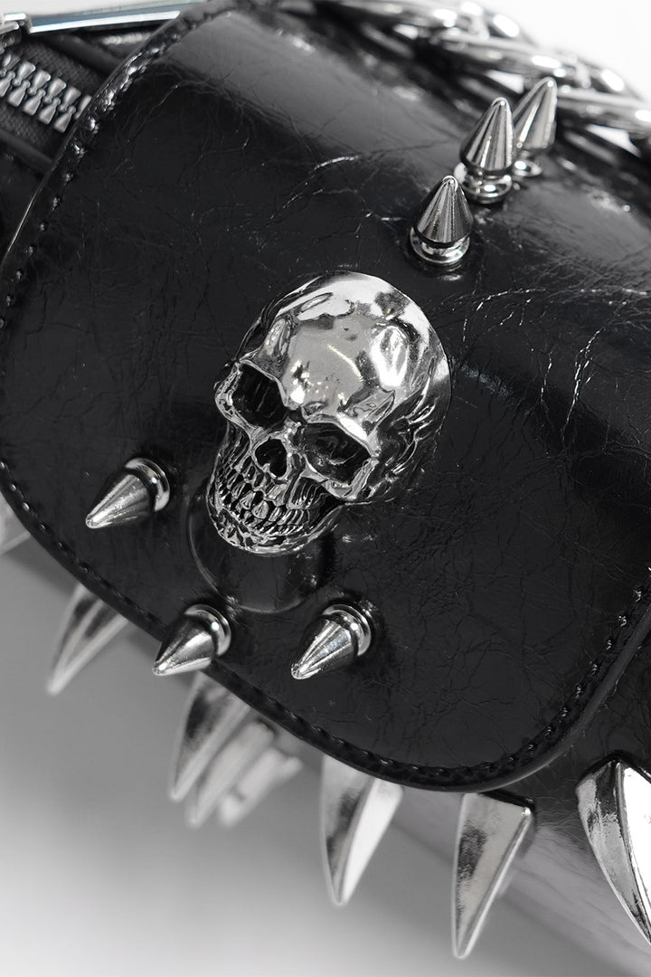 skull charm black mini chain strap bag