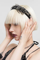 Hardcore Silver Bones Headband - hats & scarves & headwear - VampireFreaks - Devil Fashion
