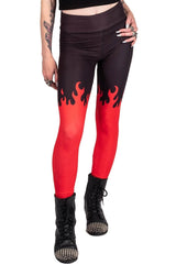 Leggings de cintura alta con efecto fuego al rojo vivo