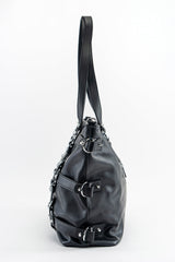 womens black punk rock studded large tote bag