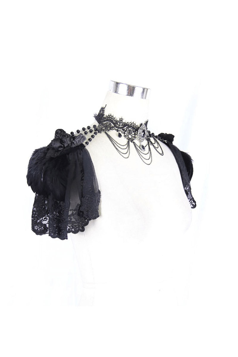 beaded goth lace shoulder shoulder harness
