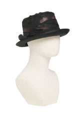 Side view of mens goth top hat from Devil Fashion
