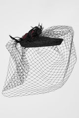 punk rave womens veil with red rose