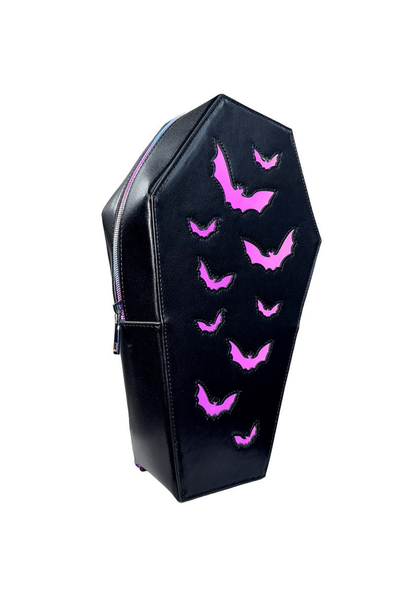 Haunt Bat Coffin Backpack [Black/Reflective] - bags & wallets - VampireFreaks - Strangecvlt