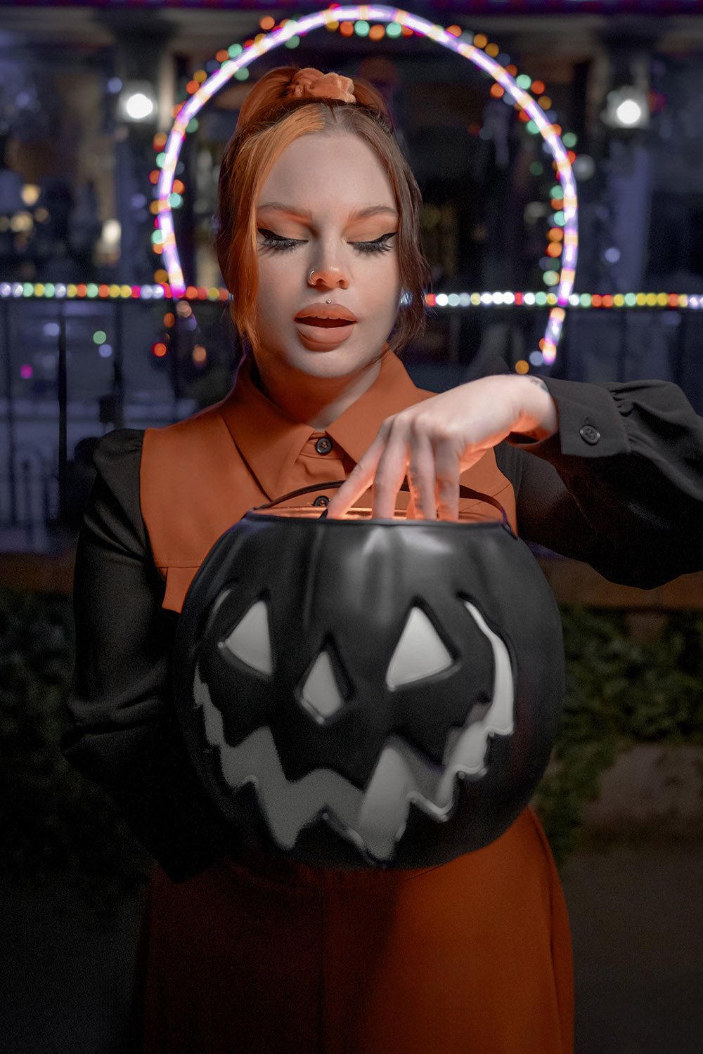 Haunted Hallows Pumpkin Pail [BLACK] - bags & wallets - VampireFreaks - Lively Ghosts
