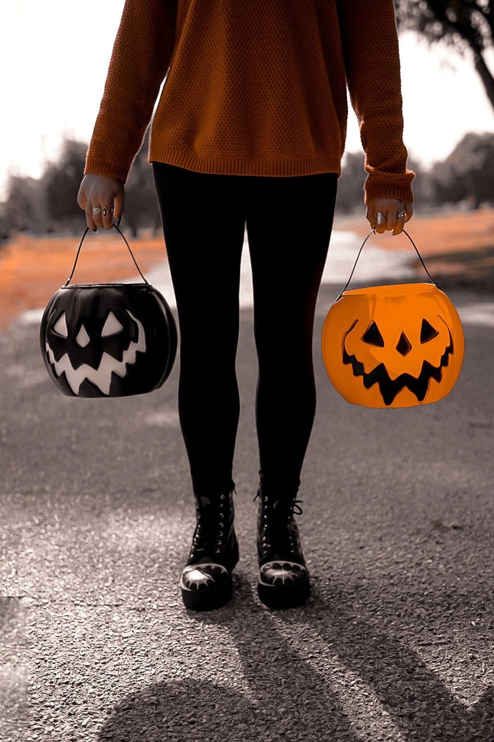 Haunted Hallows Pumpkin Pail [BLACK] - bags & wallets - VampireFreaks - Lively Ghosts