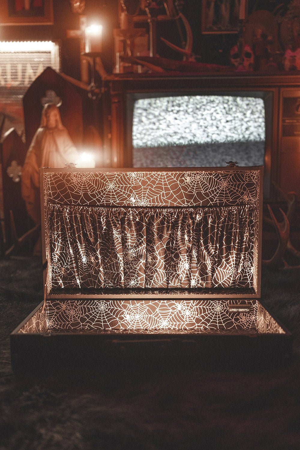 Haunted Hallows Trunk [BLACK/SPIDERWEBS] - bags & wallets - VampireFreaks - Lively Ghosts
