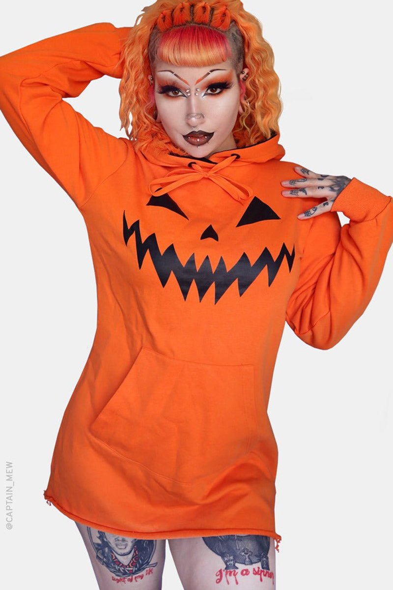 Haunted Hollows Oversized Hoodie Dress [ORANGE]