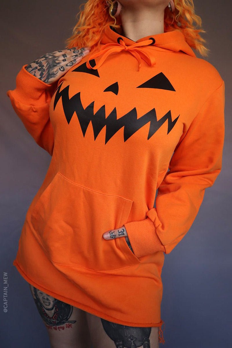 Haunted Hollows Oversized Hoodie Dress [ORANGE] - womens outerwear - VampireFreaks - Forest Ink