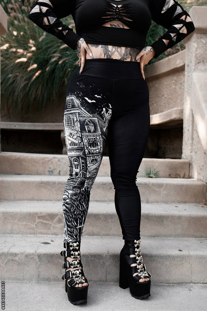 Haunted House Leggings - womens bottoms - VampireFreaks - VampireFreaks