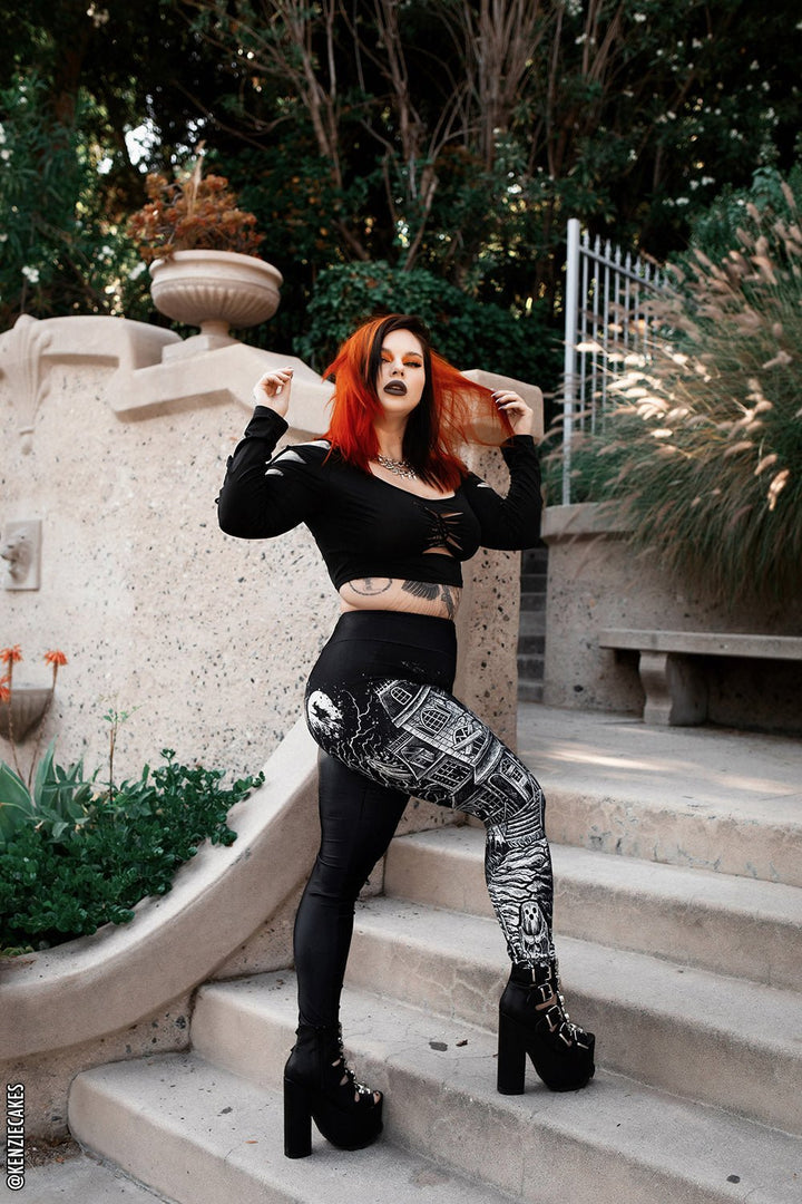 Haunted House Leggings - womens bottoms - VampireFreaks - VampireFreaks