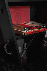 black victorian goth coffin shelf with antique hardware 