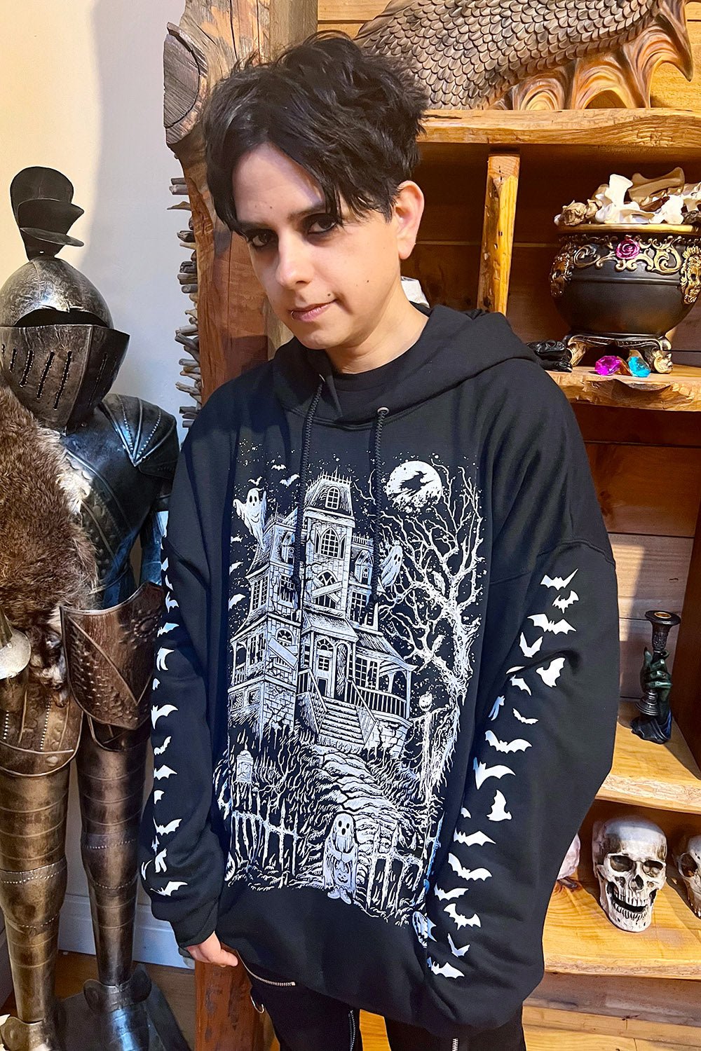 Haunted Mansion Hoodie [WHITE] [Zipper or Pullover] - mens outerwear - VampireFreaks - VampireFreaks