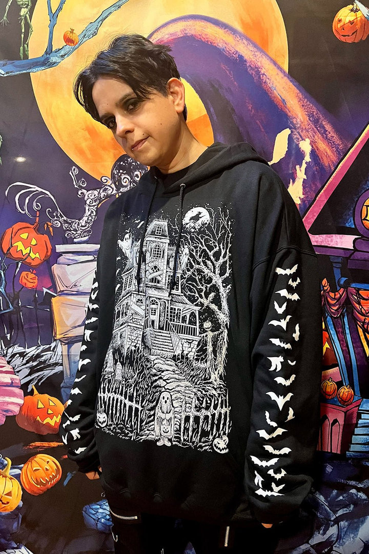 Haunted Mansion Hoodie [WHITE] [Zipper or Pullover] - mens outerwear - VampireFreaks - VampireFreaks