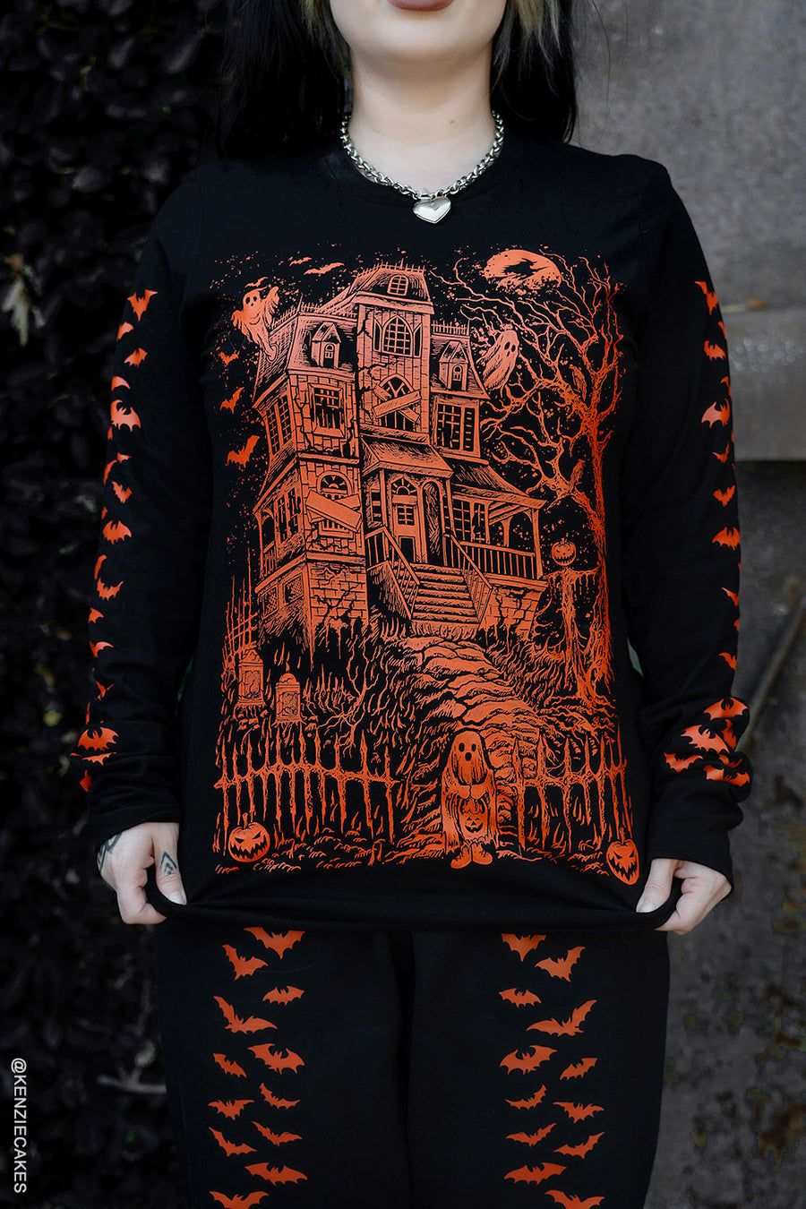 orange and black gothic tshirt