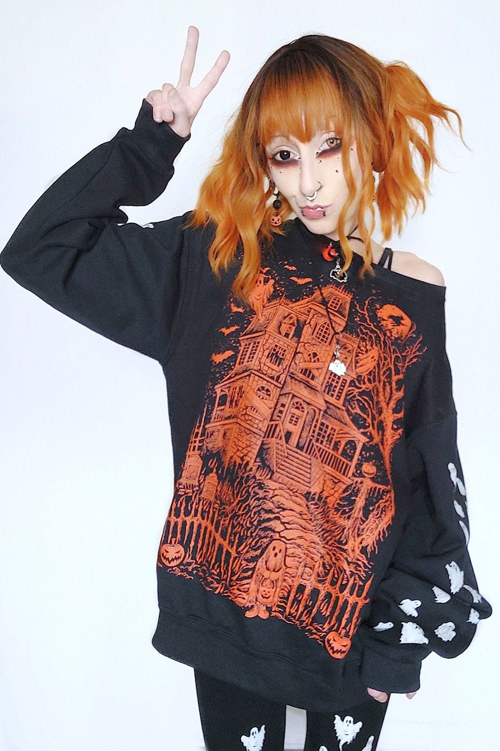 Haunted Mansion Sweatshirt [Pumpkin Orange] - mens outerwear - VampireFreaks - VampireFreaks