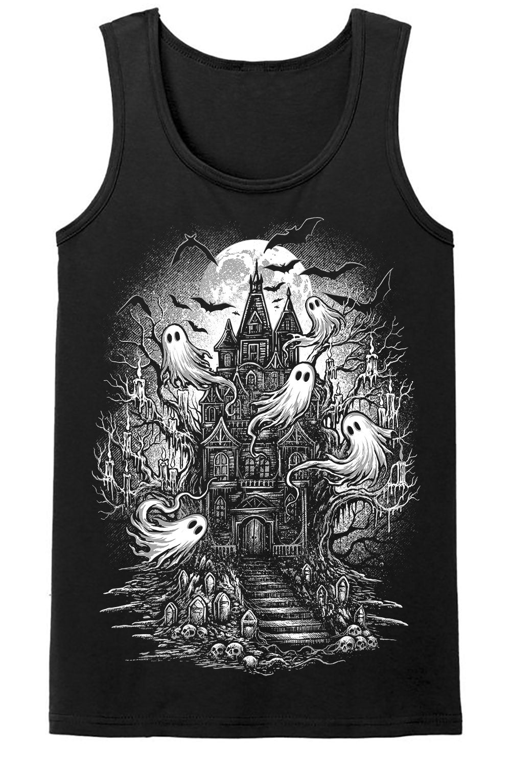 haunted house ghost tank top for men