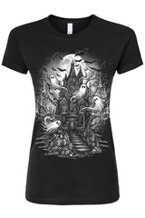 womens short sleeve gothic halloween cartoon shirt