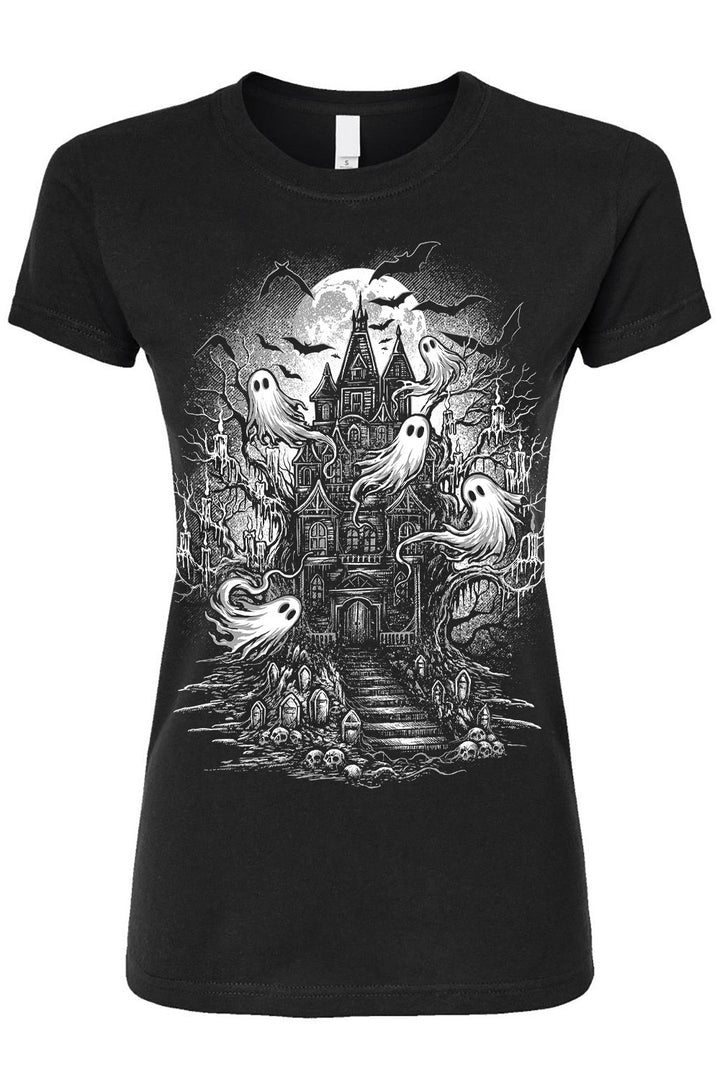 womens short sleeve gothic halloween cartoon shirt